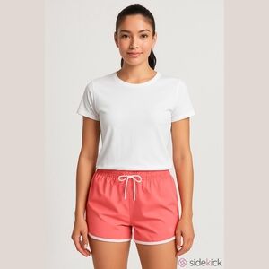ZELOS Coral White Workout Ensemble Shorts Shirt Small New Tags
